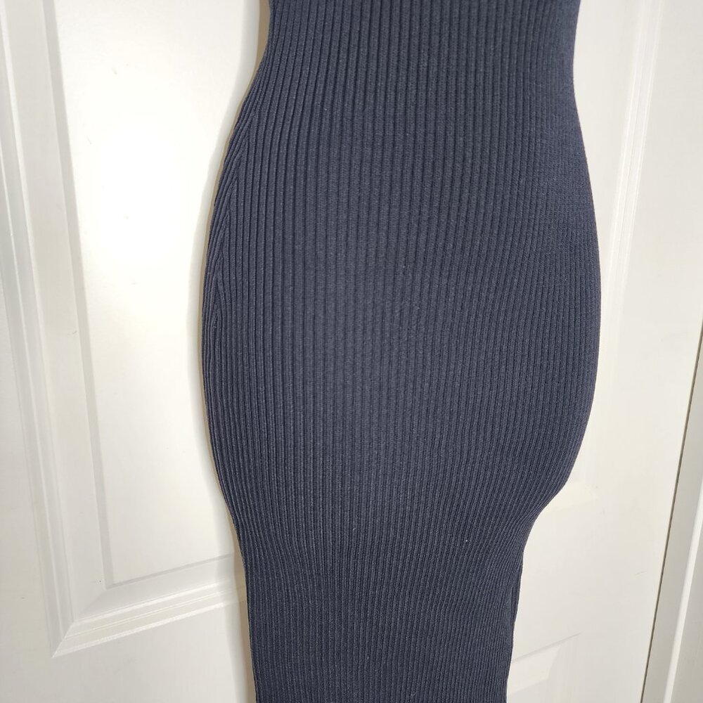 Michael Kors twilight blue ribbed sleeveless v neck Bodycon midi dress size XS - Picture 6 of 11